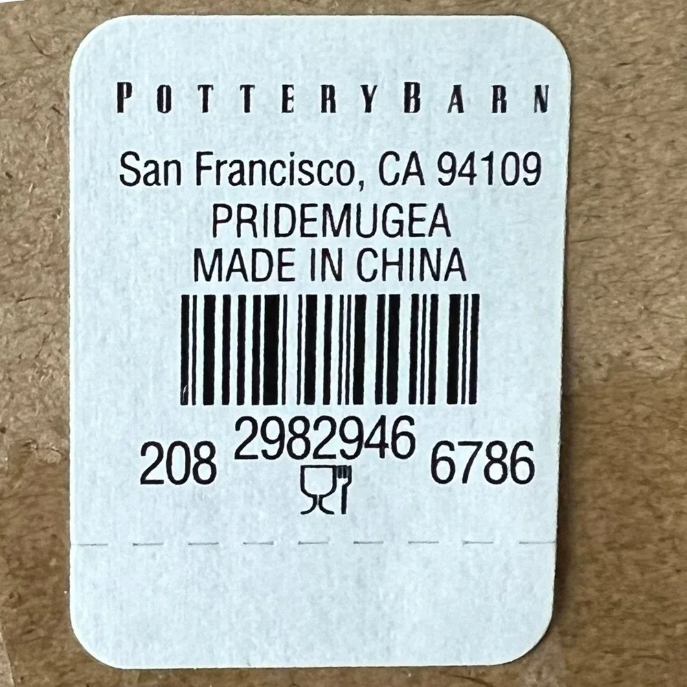 Pottery Barn Trevor Project Pride Mug White Rainbow Rim 2982946 New